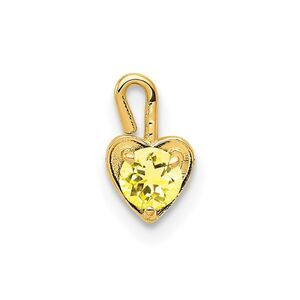 Nov Synthetic Citrine 14k Yellow Gold Heart Pendant Enhancer, 5mm